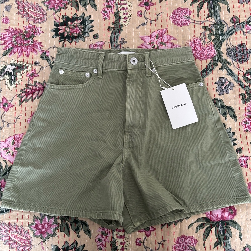 Everlane A-Line Denim Short, Green 24R